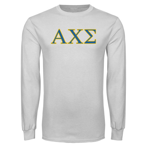 White Long Sleeve T Shirt-Greek Letters