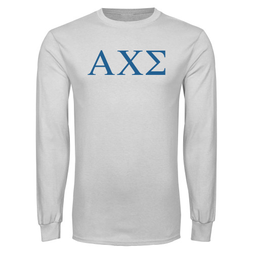 White Long Sleeve T Shirt-Greek Letters