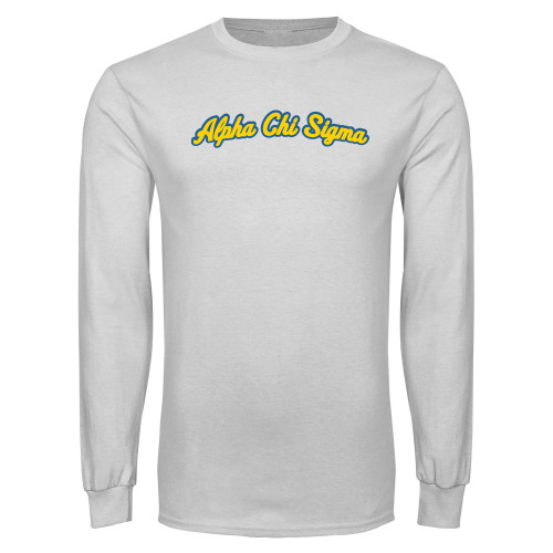 White Long Sleeve T Shirt-Script