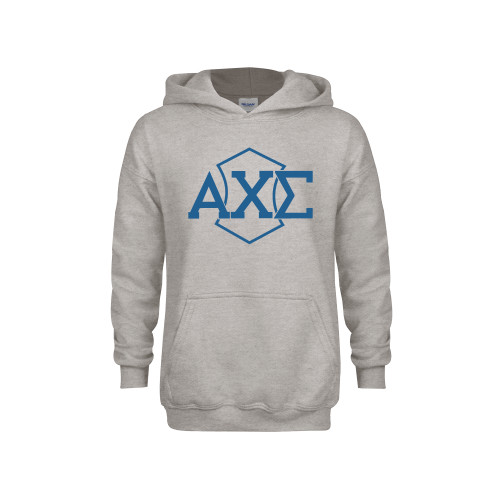 Youth Grey Fleece Hood-Official Fraternity Logo