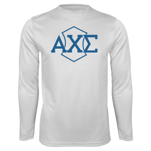 White Performance Long Sleeve Shirt-Official Fraternity Logo