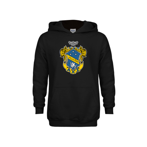 Youth Black Fleece Hoodie-Fraternity Crest