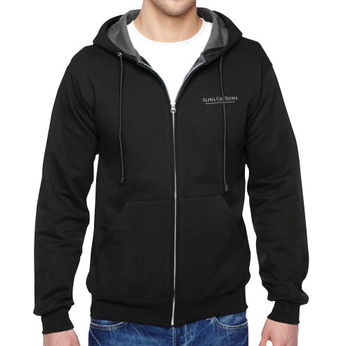 Black Fleece Full Zip Hoodie-Wrodmark w Tagline