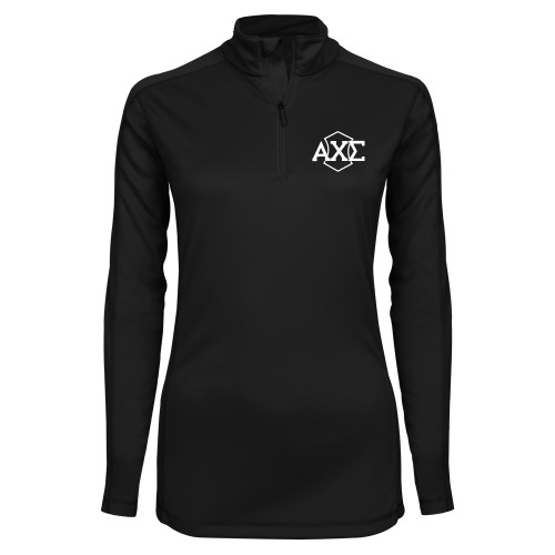 Syntrel Womens Black Interlock 1/4 Zip-Official Fraternity Logo