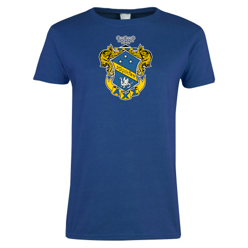 Womens Royal Short Sleeve Tee-Fraternity Crest