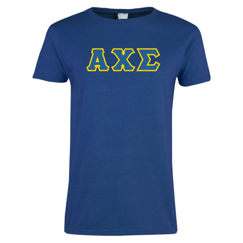 Womens Royal Short Sleeve Tee-Greek Letters