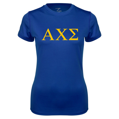 Womens Royal Performance Tee-Greek Letters