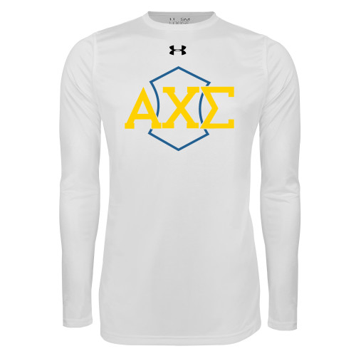 Under Armour White Long Sleeve Tech Tee-Official Fraternity Logo