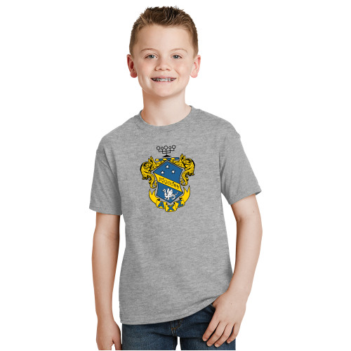 Youth Grey T Shirt-Fraternity Crest