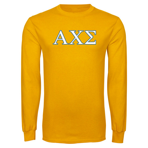 Gold Long Sleeve T Shirt-Greek Letters