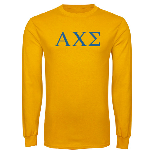 Gold Long Sleeve T Shirt-Greek Letters