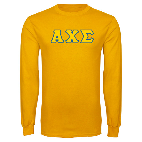Gold Long Sleeve T Shirt-Greek Letters