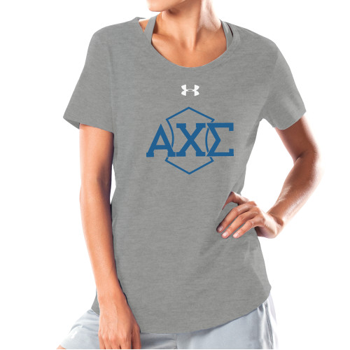 Under Armour Womens Grey Charged Cotton Tee-Official Fraternity Logo