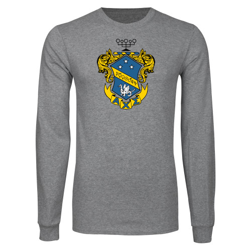 Grey Long Sleeve T Shirt-Fraternity Crest