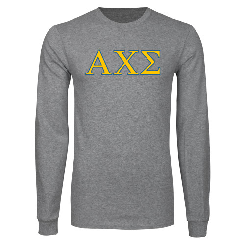 Grey Long Sleeve T Shirt-Greek Letters