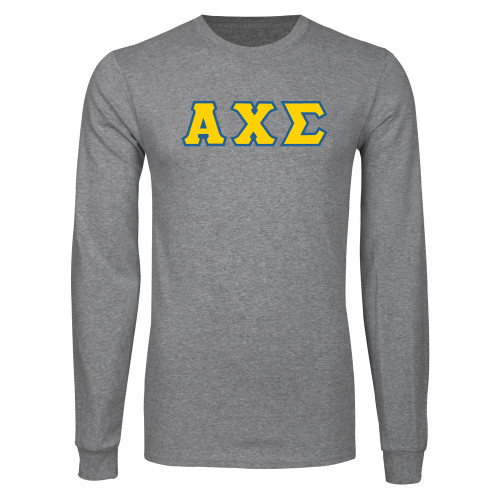 Grey Long Sleeve T Shirt-Greek Letters