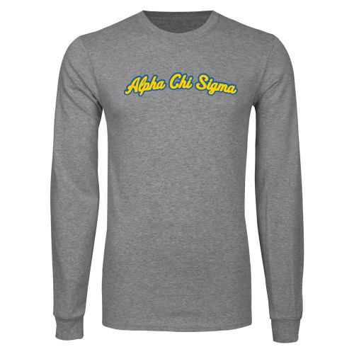 Grey Long Sleeve T Shirt-Script
