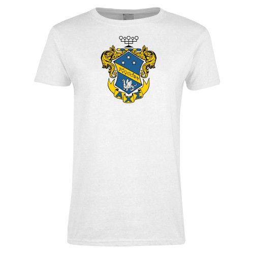 Womens White Short Sleeve Tee-Fraternity Crest