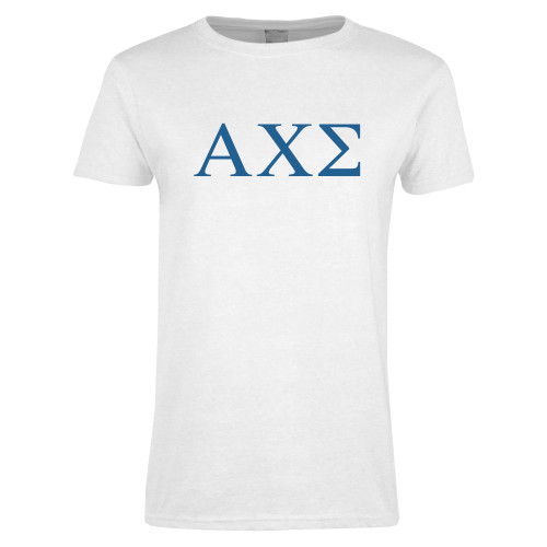 Womens White Short Sleeve Tee-Greek Letters