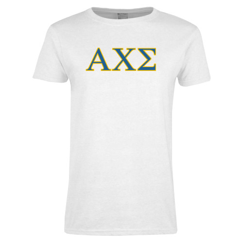 Womens White Short Sleeve Tee-Greek Letters