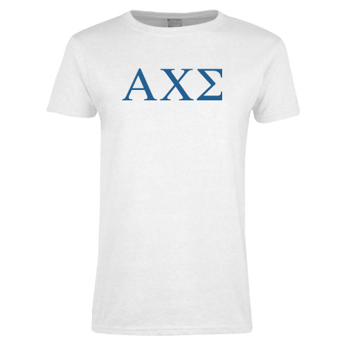 Womens White Short Sleeve Tee-Greek Letters