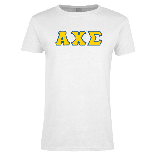 Womens White Short Sleeve Tee-Greek Letters