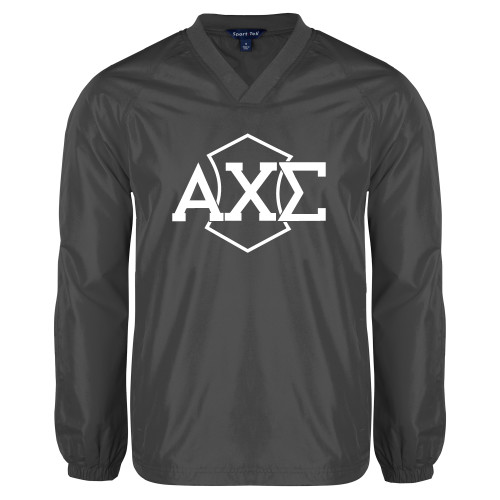 Charcoal V Neck Raglan Windshirt-Official Fraternity Logo