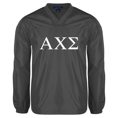 Charcoal V Neck Raglan Windshirt-Greek Letters