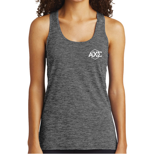 Womens Performance Grey/Black Heather Tank-Official Fraternity Logo
