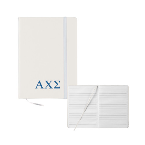 5x7 White Hard Cover Journal-Greek Letters