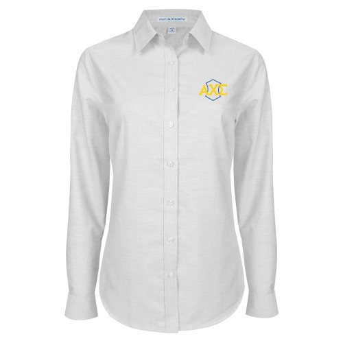 Womens White Oxford Shirt-Official Fraternity Logo