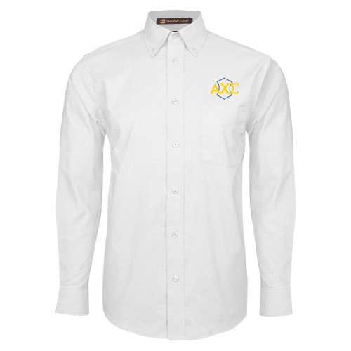 White Oxford Long Sleeve Shirt-Official Fraternity Logo
