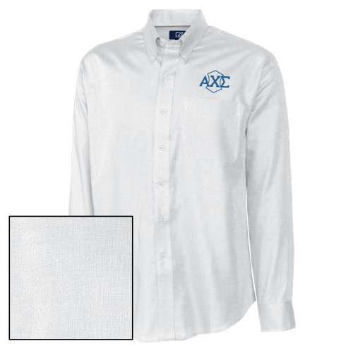 Cutter & Buck Nailshead Long Sleeve Button Down White-Official Fraternity Logo
