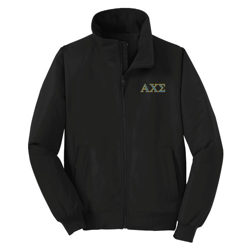 Black Charger Jacket-Greek Letters