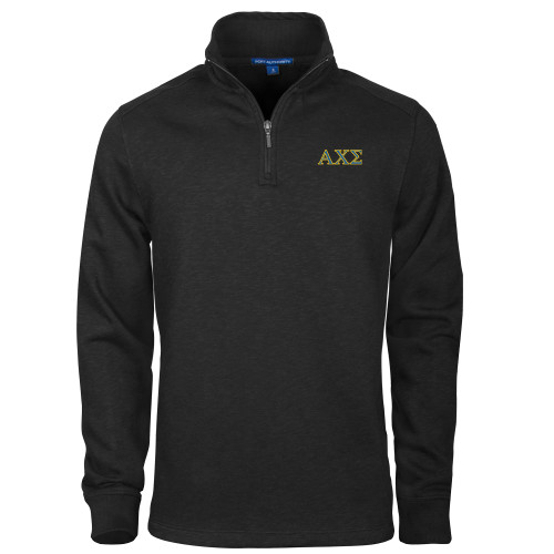 Black Slub Fleece 1/4 Zip Pullover-Greek Letters