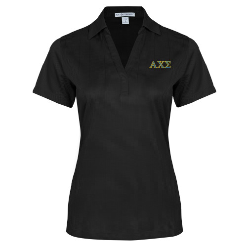Womens Black Performance Fine Jacquard Polo-Greek Letters