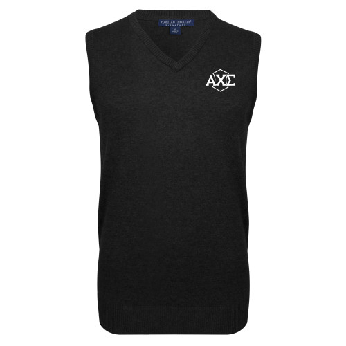 Black VNeck Sweater Vest-Official Fraternity Logo