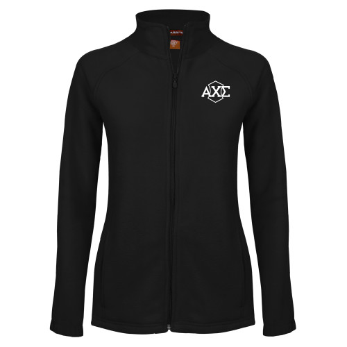 Womens Black Fleece Full Zip Jacket-Official Fraternity Logo