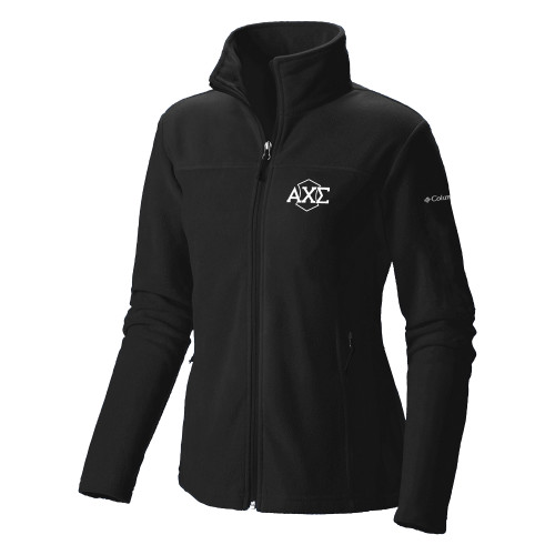 Columbia Womens Full Zip Black Fleece Jacket-Official Fraternity Logo