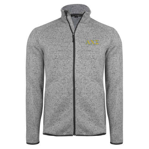 Grey Heather Sweater Fleece Jacket-Greek Letters