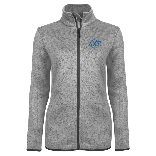 Womens Grey Heather Fleece Jacket-Official Fraternity Logo