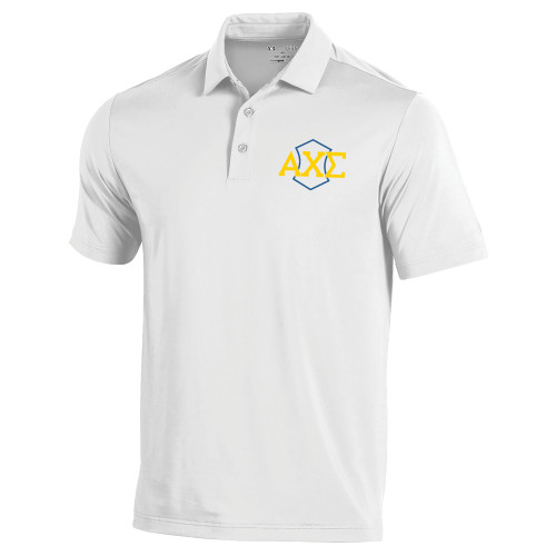 Under Armour White T2 Performance Polo-Official Fraternity Logo
