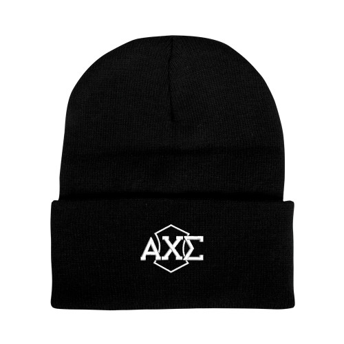 Black Knit Beanie w/Cuff-Official Fraternity Logo