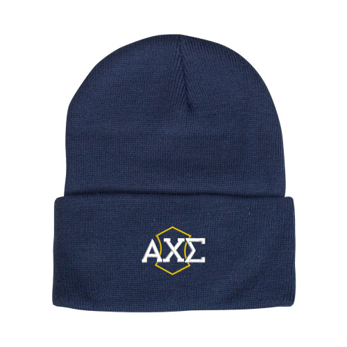 Steel Blue Knit Beanie w/Cuff-Official Fraternity Logo