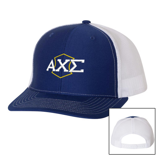 Richardson Royal/White Trucker Hat-Official Fraternity Logo
