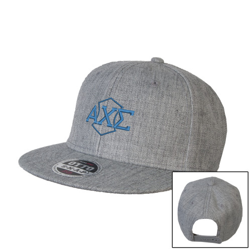 Heather Grey Wool Blend Flat Bill Snapback Hat-Official Fraternity Logo