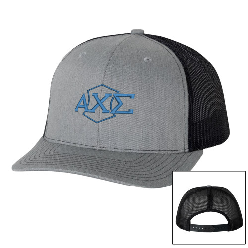 Richardson Heather Grey/Black Trucker Hat-Official Fraternity Logo