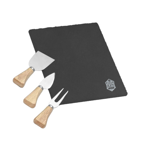 4 Piece Slate Cheese Serving Set-Fraternity Badge Engraved