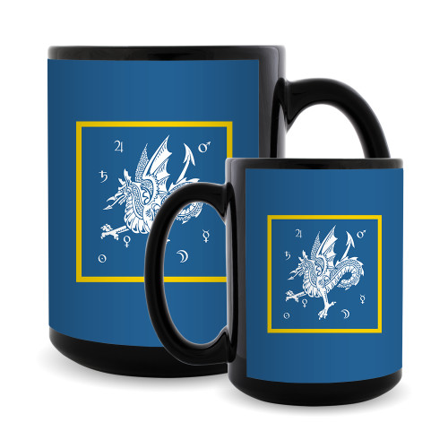  Full Color Black Mug 15oz - Wyvern with Symbols