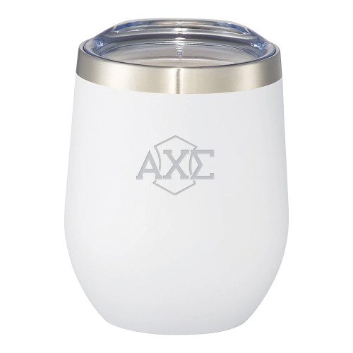  Corzo Vacuum Insulated White Cup 12oz - Official Fraternity Logo Engraved